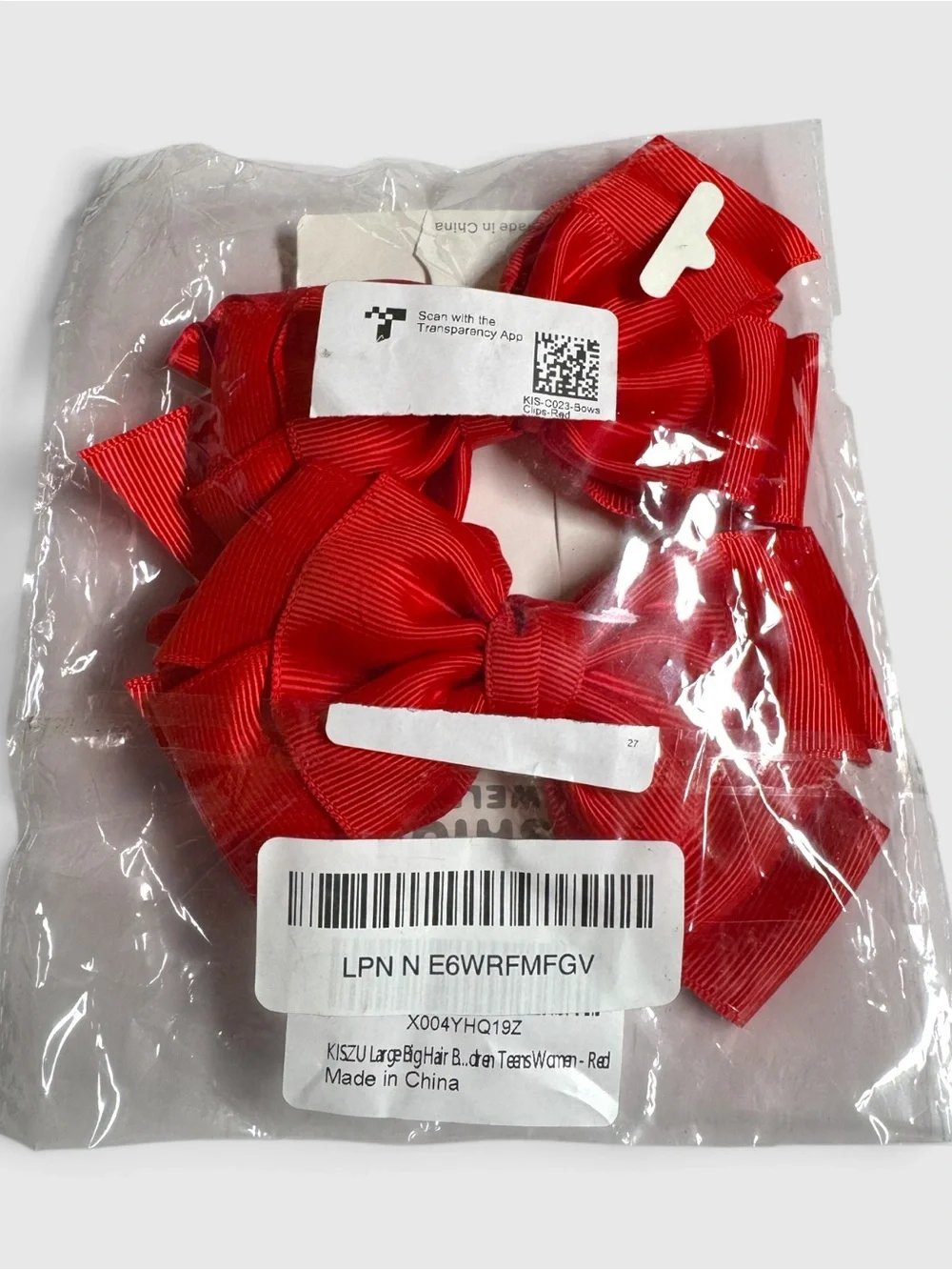 Set of 2 Large Red Boutique Grosgrain Hair Bow Clips NWT